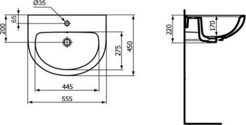 4 390 руб. Раковина Ideal Standard Ecco W434001 55 см фото 2 Раковина Ideal Standard Ecco W434001 55 см фото 2