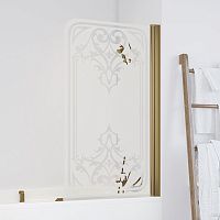 Шторка на ванну Vegas Glass EV 76 05 ARTDECO D1 R профиль бронза, стекло сатин рисунок