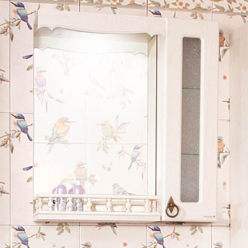 Зеркало Бриклаер Кантри 65 бежевый дуб, со шкафом фото 6