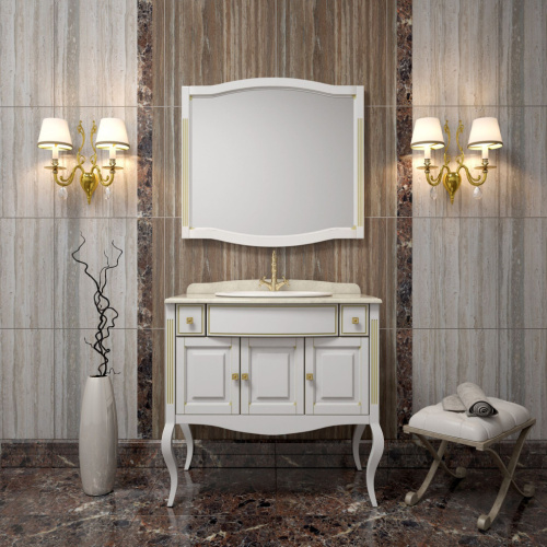 Мебель для ванной Opadiris Лаура 100 белая с патиной фото 13