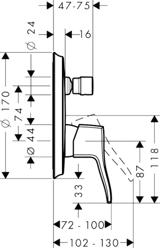 Смеситель Hansgrohe Metris Classic 31485000 для ванны с душем фото 2