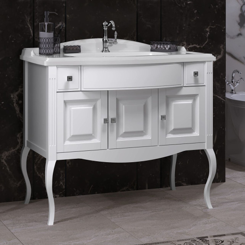 Мебель для ванной Opadiris Лаура 100 белая матовая, с раковиной из литьевого мрамора фото 3