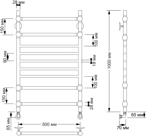 Полотенцесушитель водяной Secado Флоренция 4 50x100 (28/28) фото 3