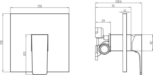 Смеситель Villeroy & Boch Architectura Square TVS12500200061 для душа фото 2