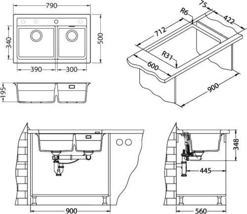 Мойка кухонная Alveus Atrox Granital 50 concrete фото 10