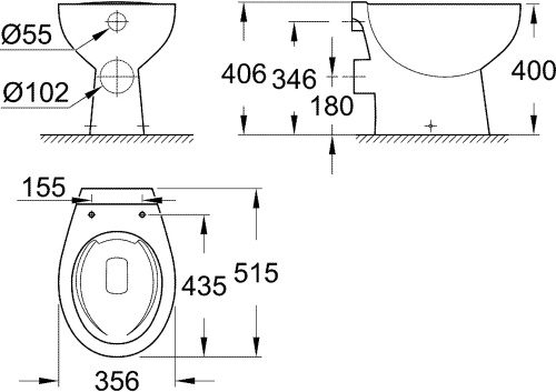 Унитаз приставной Grohe Bau Ceramic 39430000 фото 3