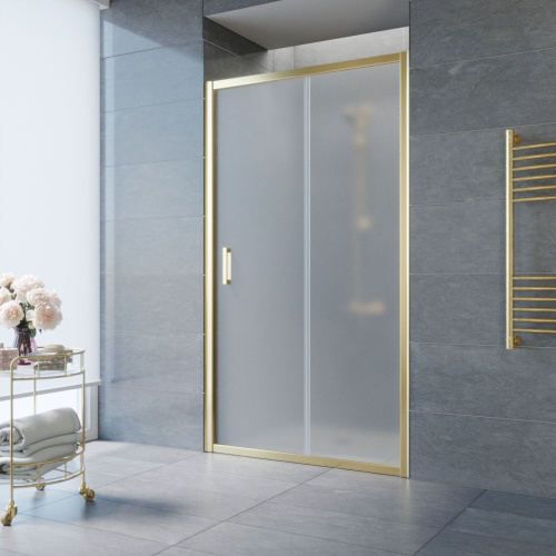 Душевая дверь в нишу Vegas Glass ZP TUR NOVO 150 09 10 150 см, профиль золото, стекло сатин