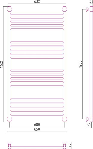 Полотенцесушитель водяной Сунержа Богема+ 120x60, прямая фото 5