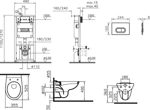 Комплект VitrA Normus 9773B003-7203 кнопка матовый хром фото 10