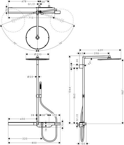 Душевая стойка Axor Showerpipe 27984820 шлифованный никель фото 2