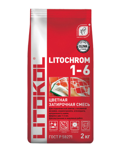 Затирка цементная Litokol Litochrom 1-6 мм C.00 белый 2 кг.