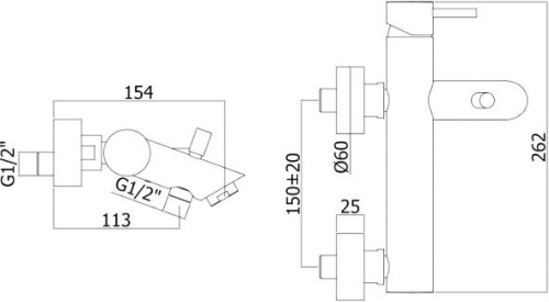 Смеситель Paffoni Light LIG022CR для ванны с душем фото 2