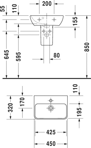 Рукомойник Duravit ME by Starck 0719450000 45 см