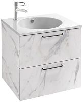 Мебель для ванной Jacob Delafon Odeon Rive Gauche 60 белый мрамор, 2 ящика, ручки черные
