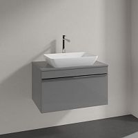 Тумба с раковиной Villeroy & Boch Venticello 75 glossy grey, ручкой хром