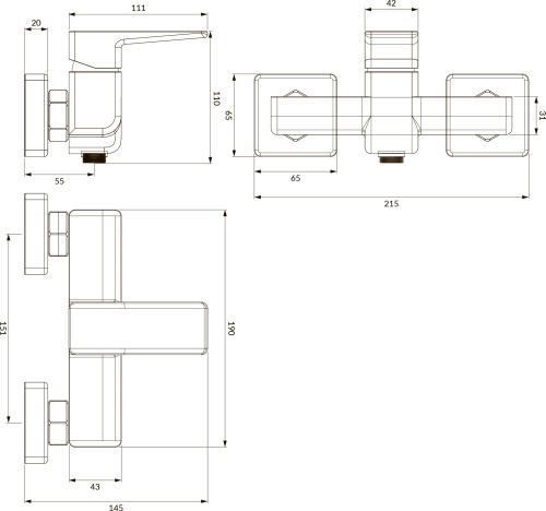 Смеситель Omnires Parma PM7440CRB для душа, белый-хром фото 2