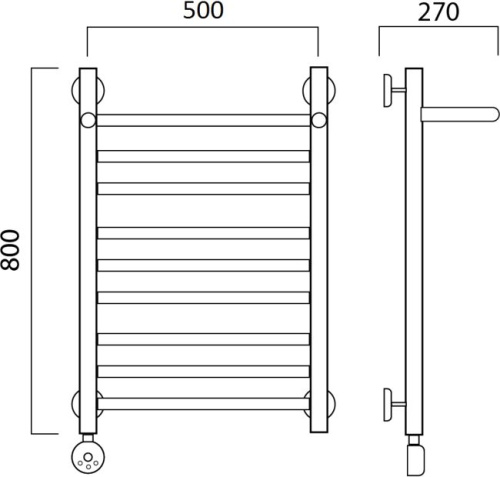 Полотенцесушитель электрический Aquanerzh Прямой групповой с полкой L 80х50 фото 2