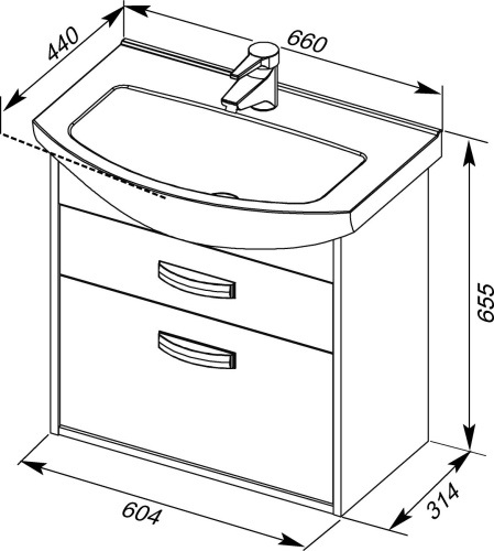 Мебель для ванной Aquanet Грейс 65 2 ящика, дуб сонома фото 5 Мебель для ванной Aquanet Грейс 65 2 ящика, дуб сонома фото 5