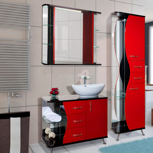 Мебель для ванной Bellezza Рио 90 R красная с черным фото 6