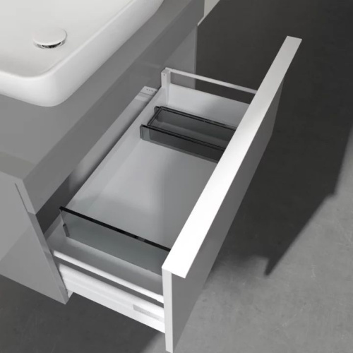 Мебель для ванной Villeroy & Boch Venticello 75 glossy grey, с белой ручкой фото 4