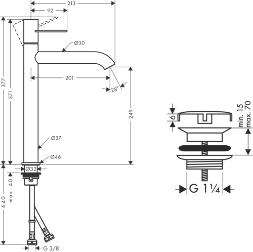 Смеситель Axor Uno 38034000 для раковины, хром фото 3