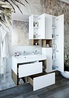Мебель для ванной Sanflor Даллас 80, белый матовый, дуб рустикальный