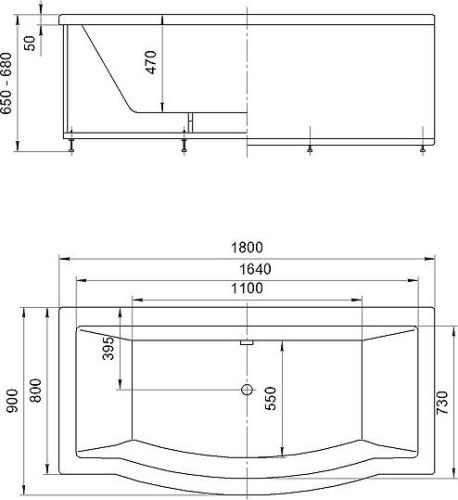 Акриловая ванна Акватек Гелиос GEL180-0000085 180x90 фото 2