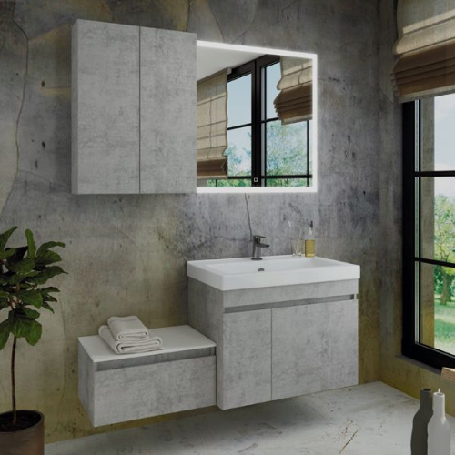 Мебель для ванной Comforty Осло 80, подвесная, бетон светлый фото 7
