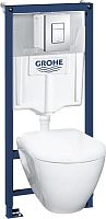 Комплект Grohe Solido 39186000 подвесной унитаз + инсталляция + кнопка + Гигиенический душ Grohe BauCurve 123072 со смесителем