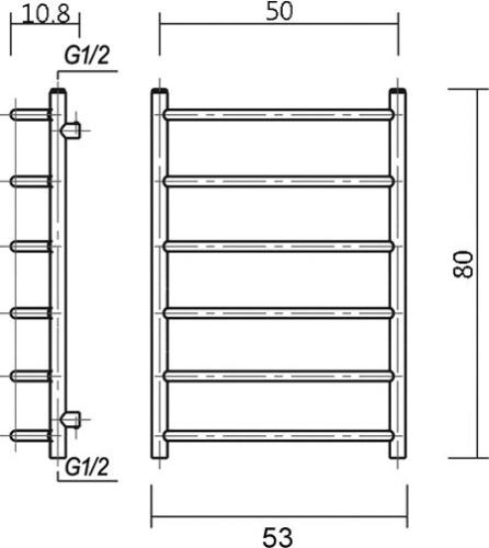 Полотенцесушитель водяной Domoterm Лаура П6 50x80, хром фото 5