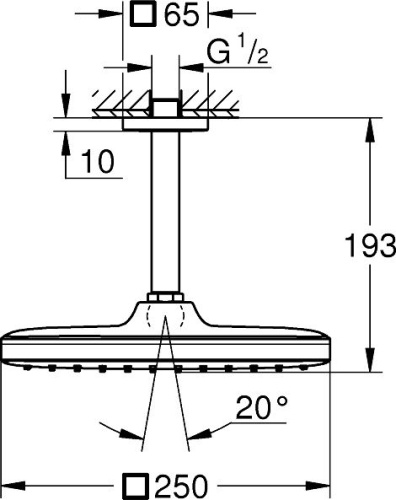 Верхний душ Grohe Tempesta 250 Cube 26688000 фото 3