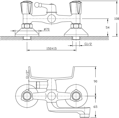 Смеситель Rush Pioneer PI7950-44 для ванны с душем фото 2
