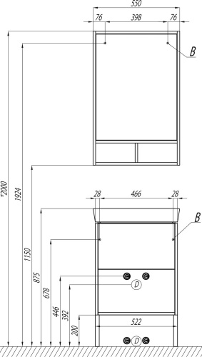 Мебель для ванной AQUATON Йорк 55 белый/ясень фабрик фото 6