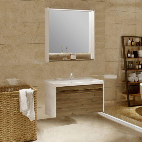 Мебель для ванной AQUATON Капри 80 таксония темная, подвесная фото 5