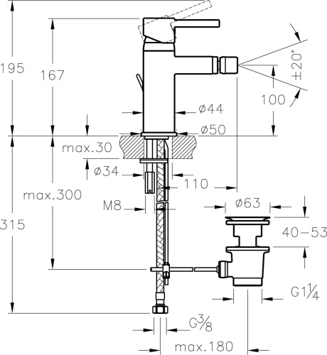 Смеситель VitrA Minimax S A41988EXP для биде фото 2