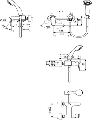 10 070 руб. Смеситель Vidima Balance BA267AA для ванны с душем фото 2 Смеситель Vidima Balance BA267AA для ванны с душем фото 2