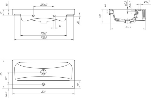 Мебель для ванной 1MarKa Gaula 80Н черная, 3 ящика фото 3
