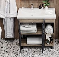 Тумба с раковиной Onika Тимбер 80.10 R, серая, дуб сонома