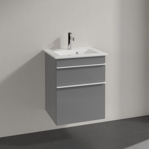 Мебель для ванной Villeroy & Boch Venticello 46 glossy grey, с белыми ручками фото 2