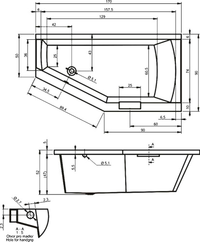 Акриловая ванна Riho Geta 170x90 L фото 6