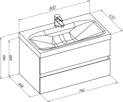 Мебель для ванной Aquanet Rosso 80 белая, дуб рошелье фото 5
