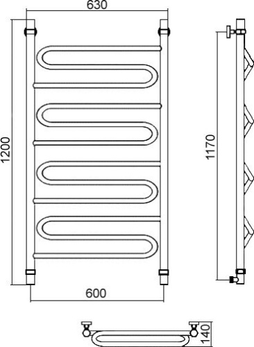 Полотенцесушитель водяной Aquanerzh Зигзаг 120х60 фото 3