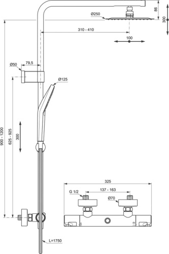 Душевая стойка Ideal Standard Creatherm_t50 A7704AA фото 6