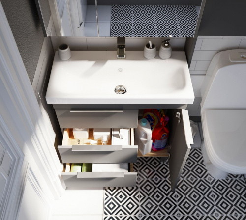 Мебель для ванной 1MarKa Gaula 80Н черная, 3 ящика, 1 дверца фото 2