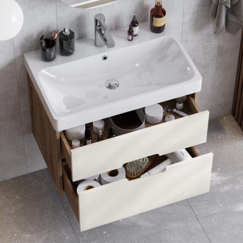 Мебель для ванной AQUATON Оливия 70 бежевый/дуб велл фото 15