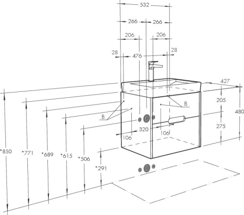 Мебель для ванной AQUATON Оливия 55 бежевый/дуб велл фото 7