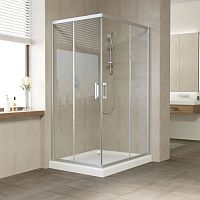 Душевой уголок Vegas Glass ZA-F 110*80 07 01 профиль матовый хром, стекло прозрачное