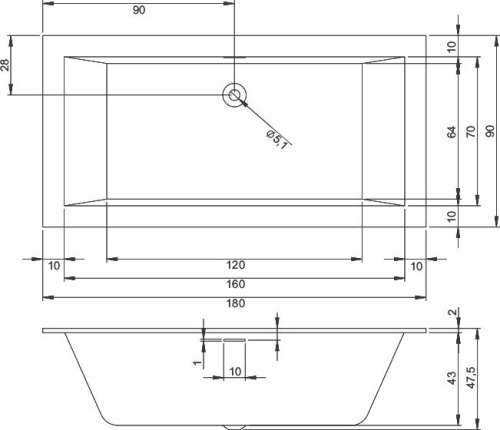 Акриловая ванна Riho Rething Cubic BD9300500000000 R, 180x90 фото 3