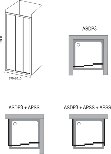 Душевая дверь в нишу Ravak ASDP3-100 Transparent, профиль белый + средство для ванн и защитное средство фото 8