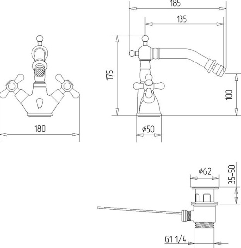 Смеситель Veragio Gialetta VR.GLT-6320.CR для биде фото 2
